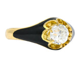 Victorian 0.80 CTW Old European Diamond Enamel 18 Karat Gold Mourning Ring - Wilson's Estate Jewelry