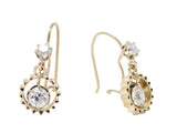 Victorian 1.30 CTW Diamond 14 Karat Rose Gold Drop Earrings Wilson's Estate Jewelry