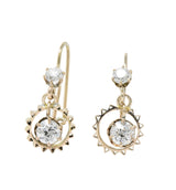 Victorian 1.30 CTW Diamond 14 Karat Rose Gold Drop Earrings Wilson's Estate Jewelry