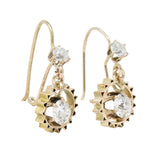 Victorian 1.30 CTW Diamond 14 Karat Rose Gold Drop Earrings Wilson's Estate Jewelry