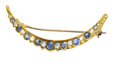Victorian 1.35 CTW Sapphire Diamond 15 Karat Gold Honeymoon Brooch Wilson's Estate Jewelry