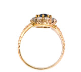 Victorian 1.57 CTW Sapphire Old Mine Cut Diamond 14 Karat Gold Cluster Ring Wilson's Estate Jewelry