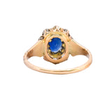 Victorian 1.57 CTW Sapphire Old Mine Cut Diamond 14 Karat Gold Cluster Ring Wilson's Estate Jewelry