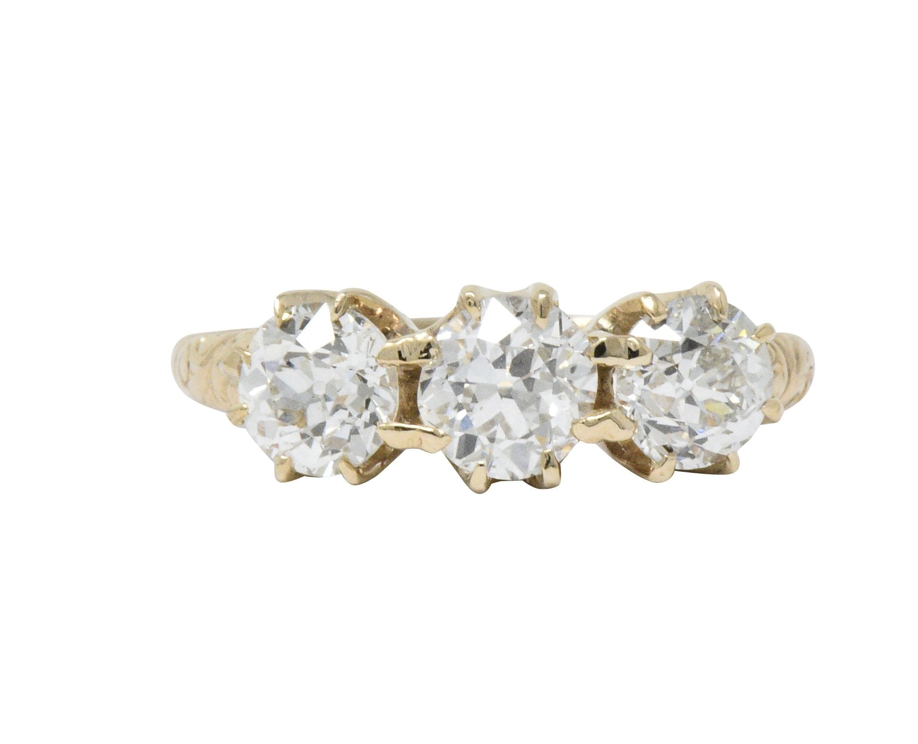 Victorian 1.65 CTW Diamond 14 Karat Gold Three Stone Ring Wilson's Estate Jewelry