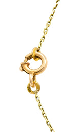 Victorian 12.22 CTW Aquamarine Diamond 14 Karat Gold Double Drop Necklace - Wilson's Estate Jewelry