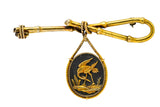 Victorian 14 Karat Gold and Mixed Metal Heron Bamboo Brooch Wilson's Estate Jewelry