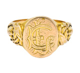 Victorian 14 Karat Gold Cloaked Wise Man Unisex Signet Ring - Wilson's Estate Jewelry