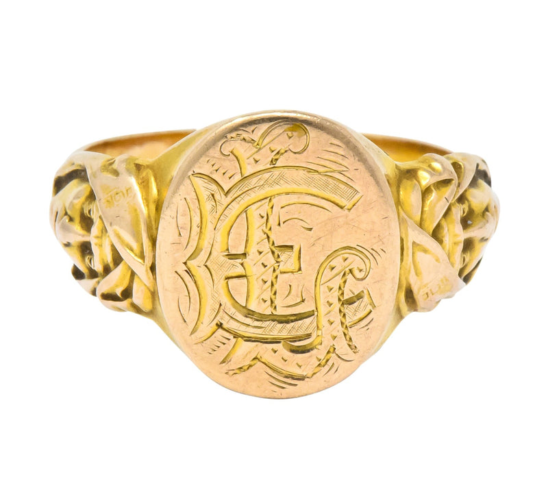 Victorian 14 Karat Gold Cloaked Wise Man Unisex Signet Ring - Wilson's Estate Jewelry