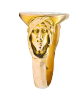 Victorian 14 Karat Gold Cloaked Wise Man Unisex Signet Ring - Wilson's Estate Jewelry