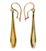 Victorian 14 Karat Gold Etched Clover Drop Earrings - Wilson's Estate Jewelry