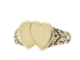 Victorian L. Tassara 14 Karat Gold Unisex Double Heart Band Ring Wilson's Estate Jewelry
