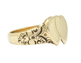 Victorian L. Tassara 14 Karat Gold Unisex Double Heart Band Ring Wilson's Estate Jewelry