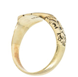 Victorian L. Tassara 14 Karat Gold Unisex Double Heart Band Ring Wilson's Estate Jewelry