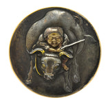 Victorian 14 Karat Rose Gold Mixed Metal Lao Tzu Boy & Ox Shakudo Ring - Wilson's Estate Jewelry