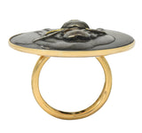 Victorian 14 Karat Rose Gold Mixed Metal Lao Tzu Boy & Ox Shakudo Ring - Wilson's Estate Jewelry