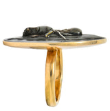 Victorian 14 Karat Rose Gold Mixed Metal Lao Tzu Boy & Ox Shakudo Ring - Wilson's Estate Jewelry