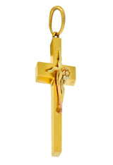 Victorian 14 Karat Tri-Colored Gold Foliate Cross Pendant - Wilson's Estate Jewelry