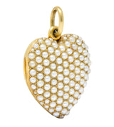 Victorian 14 Karat Yellow Gold Seed Pearl Heart Locket Pendant - Wilson's Estate Jewelry