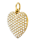 Victorian 14 Karat Yellow Gold Seed Pearl Heart Locket Pendant - Wilson's Estate Jewelry
