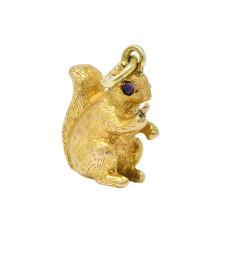 Victorian 18 Karat Gold  Ruby Squirrel Charm Wilson's Estate Jewelry