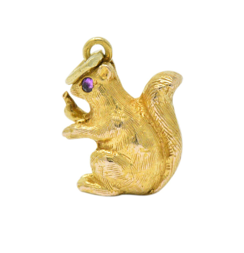 Victorian 18 Karat Gold  Ruby Squirrel Charm Wilson's Estate Jewelry