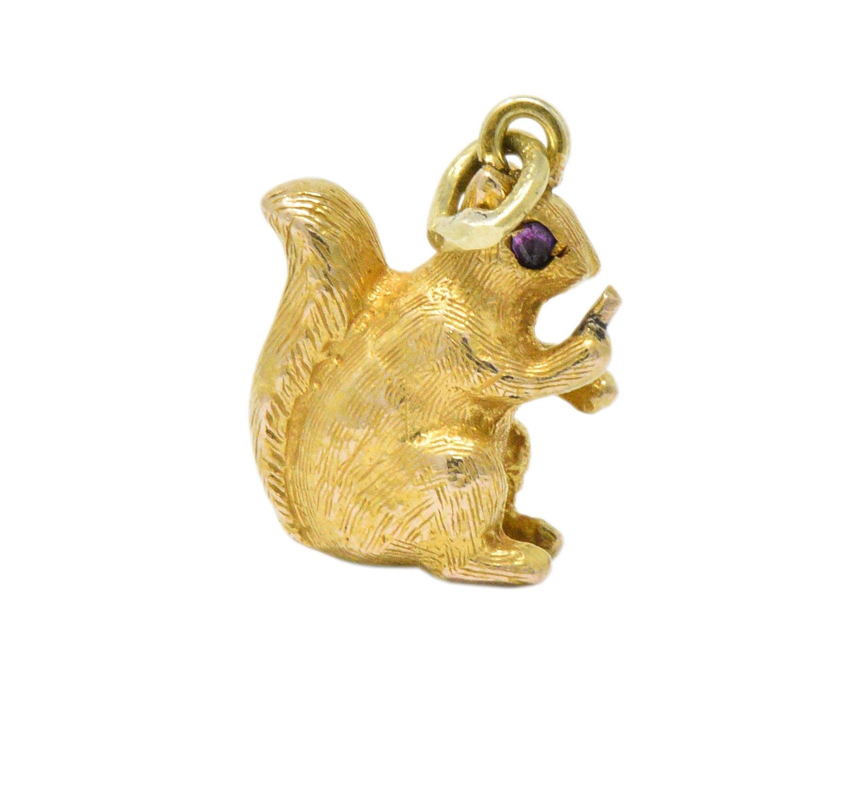 Victorian 18 Karat Gold  Ruby Squirrel Charm Wilson's Estate Jewelry
