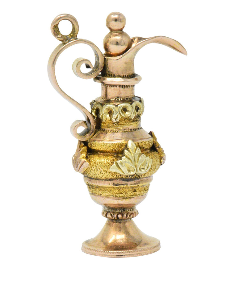 Victorian 18 Karat Tri-Color Gold Ewer Pitcher Charm Wilson's Estate Jewelry
