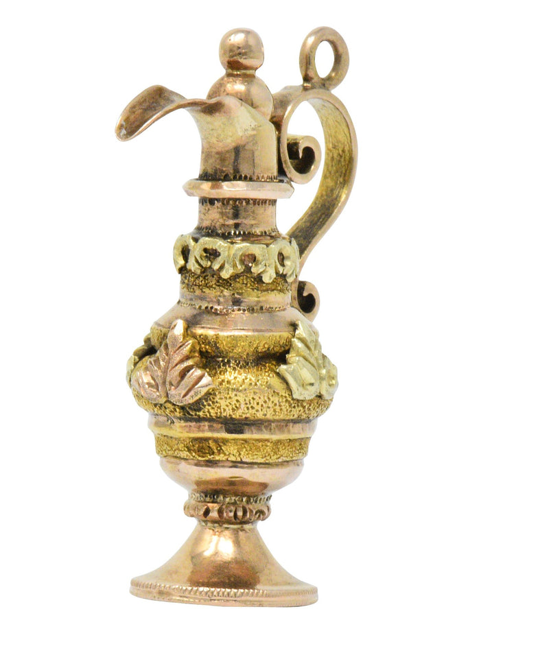 Victorian 18 Karat Tri-Color Gold Ewer Pitcher Charm Wilson's Estate Jewelry