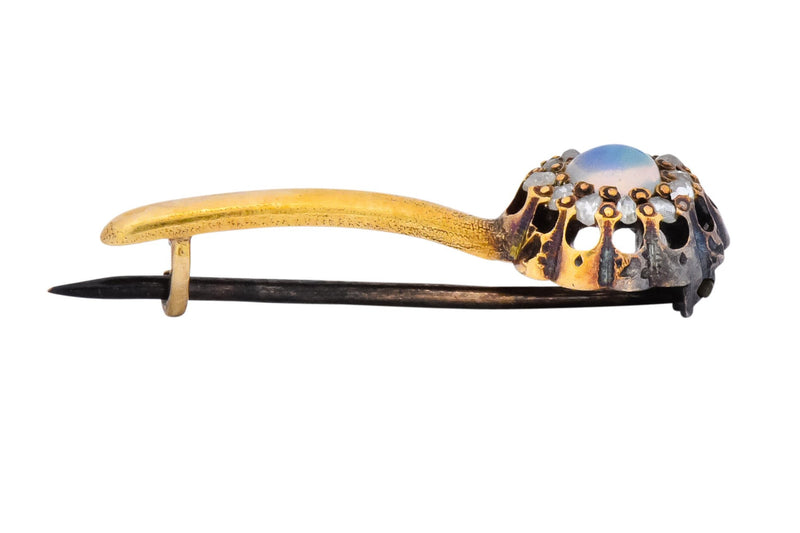Victorian 1835 Opal Diamond 14 Karat Gold Halley's Comet Brooch - Wilson's Estate Jewelry