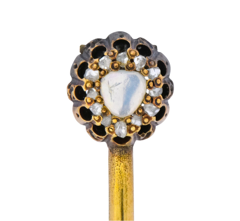 Victorian 1835 Opal Diamond 14 Karat Gold Halley's Comet Brooch - Wilson's Estate Jewelry