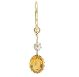 Victorian 2.45 CTW Citrine Diamond 14 Karat Gold Drop Earrings Wilson's Estate Jewelry