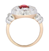 Victorian 2.69 CTW No Heat Ruby Diamond Platinum-Topped 14 Karat Gold Cluster Ring GIA - Wilson's Estate Jewelry