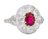 Victorian 2.69 CTW No Heat Ruby Diamond Platinum-Topped 14 Karat Gold Cluster Ring GIA - Wilson's Estate Jewelry