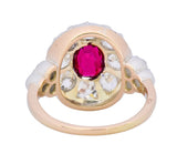 Victorian 2.69 CTW No Heat Ruby Diamond Platinum-Topped 14 Karat Gold Cluster Ring GIA - Wilson's Estate Jewelry