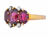 Victorian 3.09 CTW Rhodolite Garnet Diamond 14 Karat Two-Tone Gold Ring - Wilson's Estate Jewelry