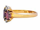 Victorian 3.09 CTW Rhodolite Garnet Diamond 14 Karat Two-Tone Gold Ring - Wilson's Estate Jewelry