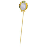 Victorian 4.47 CTW Star Sapphire Diamond Enamel 14 Karat Gold Scarab Stickpin Wilson's Estate Jewelry