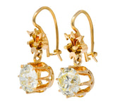 Victorian 5.06 CTW Old European Cut Diamond Drop 14 Karat Gold Earrings GIA - Wilson's Estate Jewelry