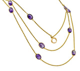 Victorian 50.00 CTW Amethyst 14 Karat Gold 64 Inch Station Necklace - Wilson's Estate Jewelry