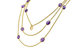 Victorian 50.00 CTW Amethyst 14 Karat Gold 64 Inch Station Necklace - Wilson's Estate Jewelry