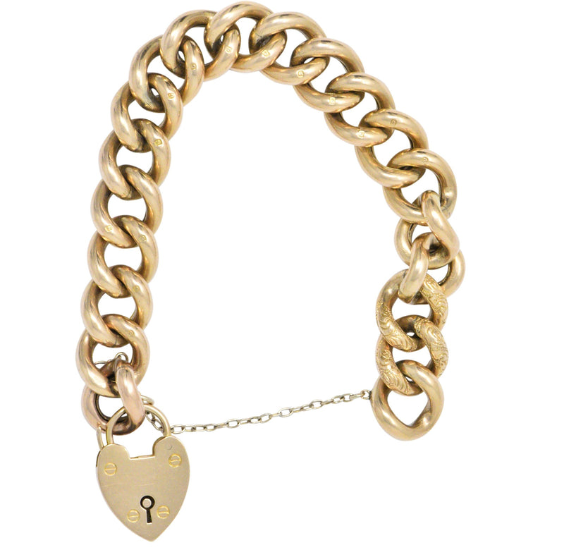 Victorian Rose Gold Heart Lock Chain Bracelet