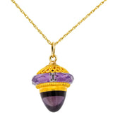 Victorian Amethyst 14 Karat Gold Acorn Pendant Necklace - Wilson's Estate Jewelry