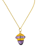 Victorian Amethyst 14 Karat Gold Acorn Pendant Necklace - Wilson's Estate Jewelry