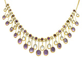 Victorian Aquamarine Amethyst 12 Karat Gold Fringe Necklace - Wilson's Estate Jewelry