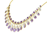 Victorian Aquamarine Amethyst 12 Karat Gold Fringe Necklace - Wilson's Estate Jewelry