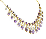 Victorian Aquamarine Amethyst 12 Karat Gold Fringe Necklace - Wilson's Estate Jewelry