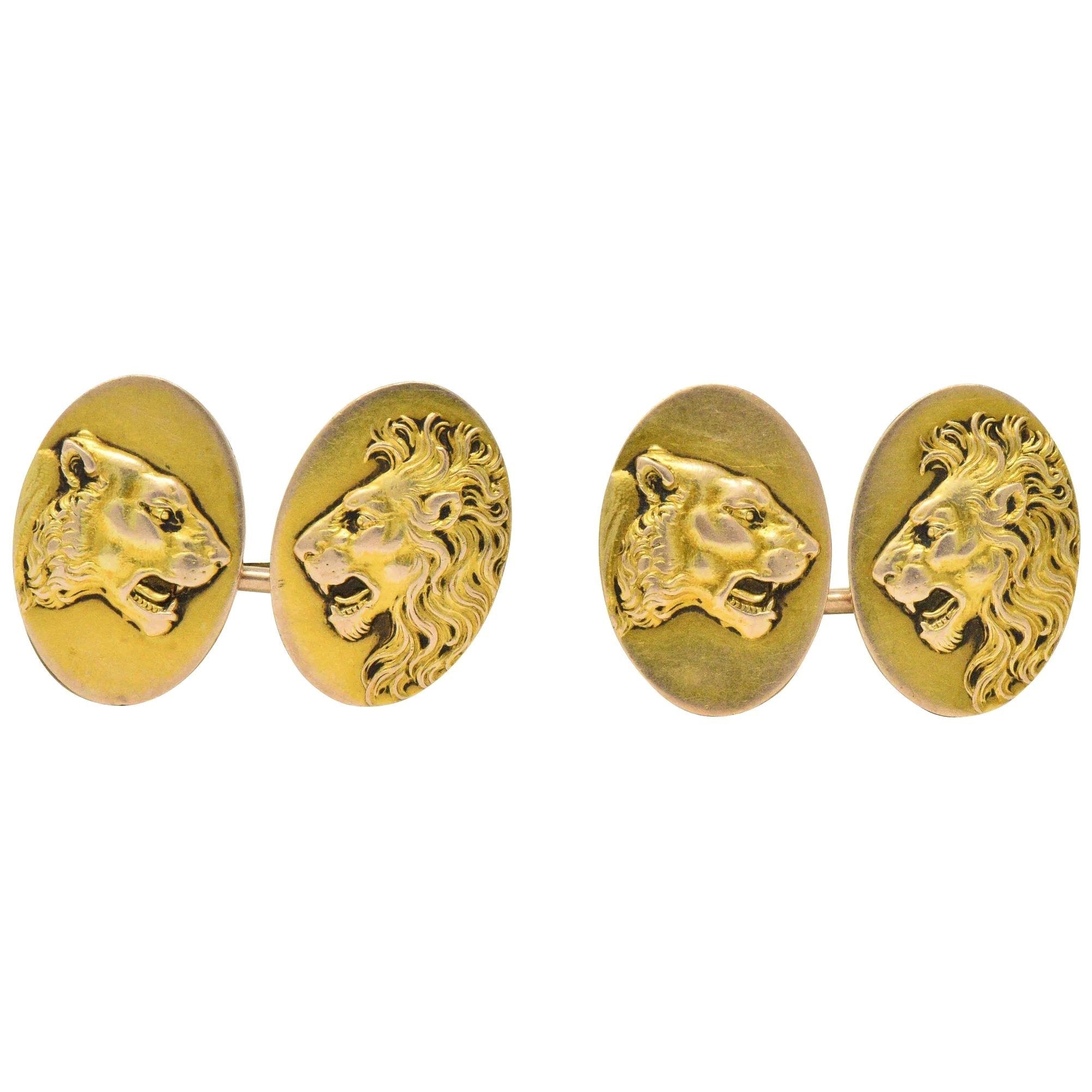 Victorian B.K. & Co. 14 Karat Gold Cufflinks Wilson's Estate Jewelry