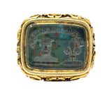 Victorian Bloodstone Intaglio 14 Karat Gold Tudor Fob Pendant - Wilson's Estate Jewelry