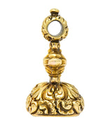Victorian Bloodstone Intaglio 14 Karat Gold Tudor Fob Pendant - Wilson's Estate Jewelry