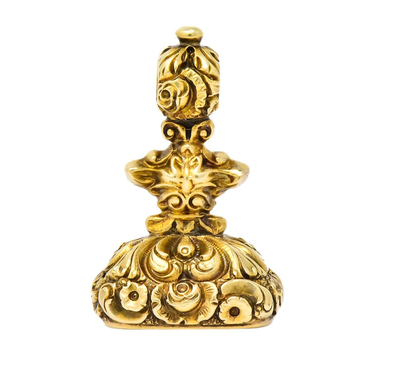 Victorian Bloodstone Intaglio 14 Karat Gold Tudor Fob Pendant - Wilson's Estate Jewelry